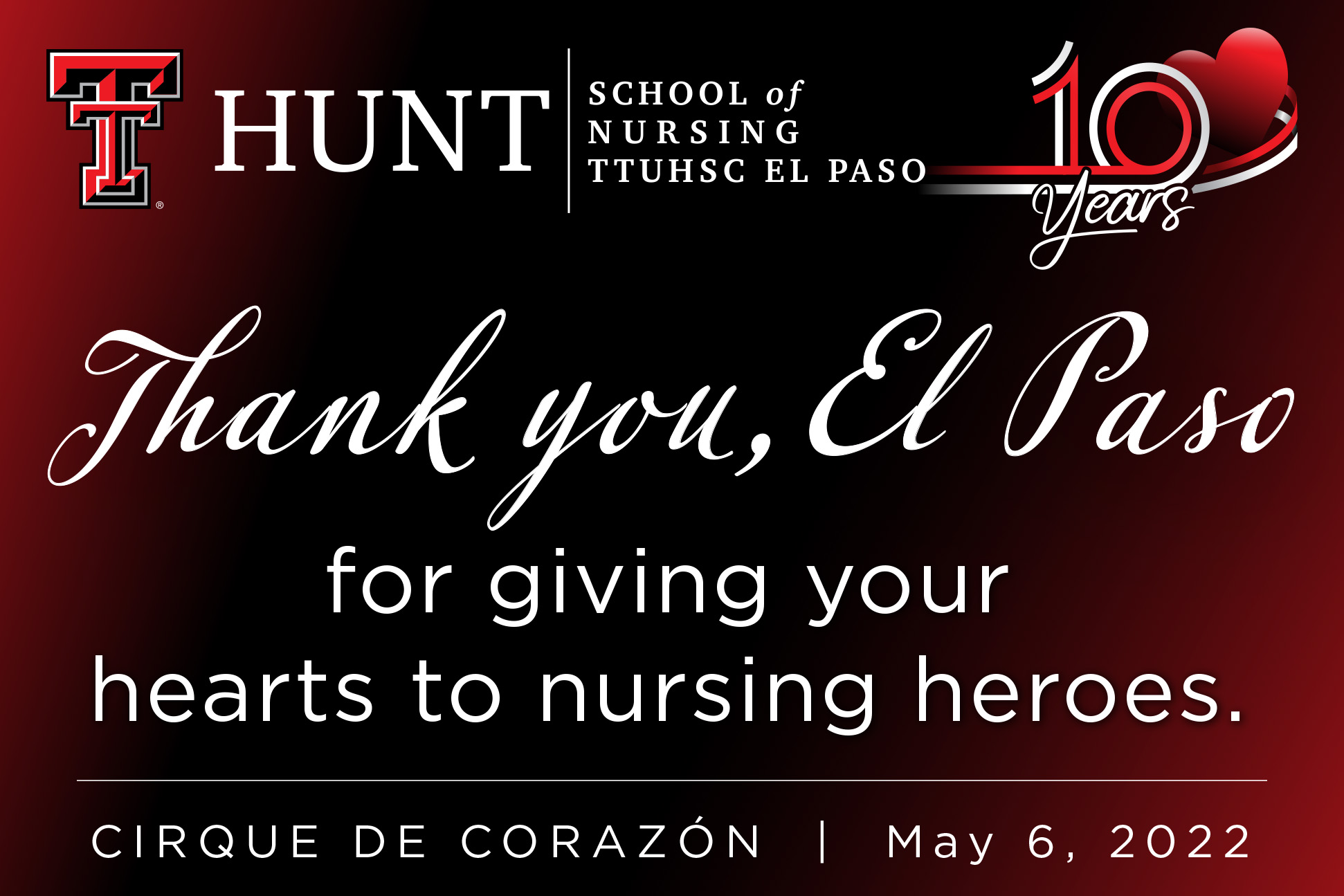 Thank you! For giving your heart to nursing heroes.